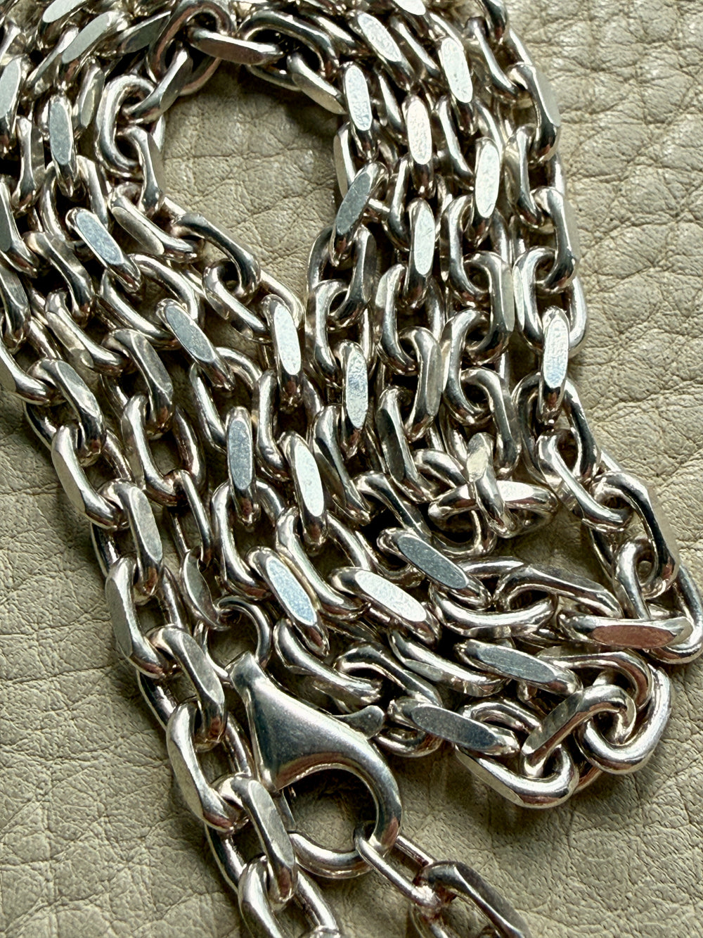 Sterling Silver Biker Link Chain Necklace - 23.6 inch length