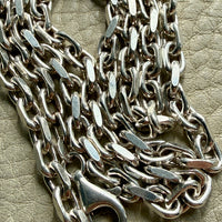 Sterling Silver Biker Link Chain Necklace - 23.6 inch length