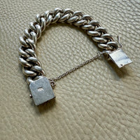 WOW! Vintage Silver SOLID Puffy Curb Link Bracelet - 7.3 inch interior circumference