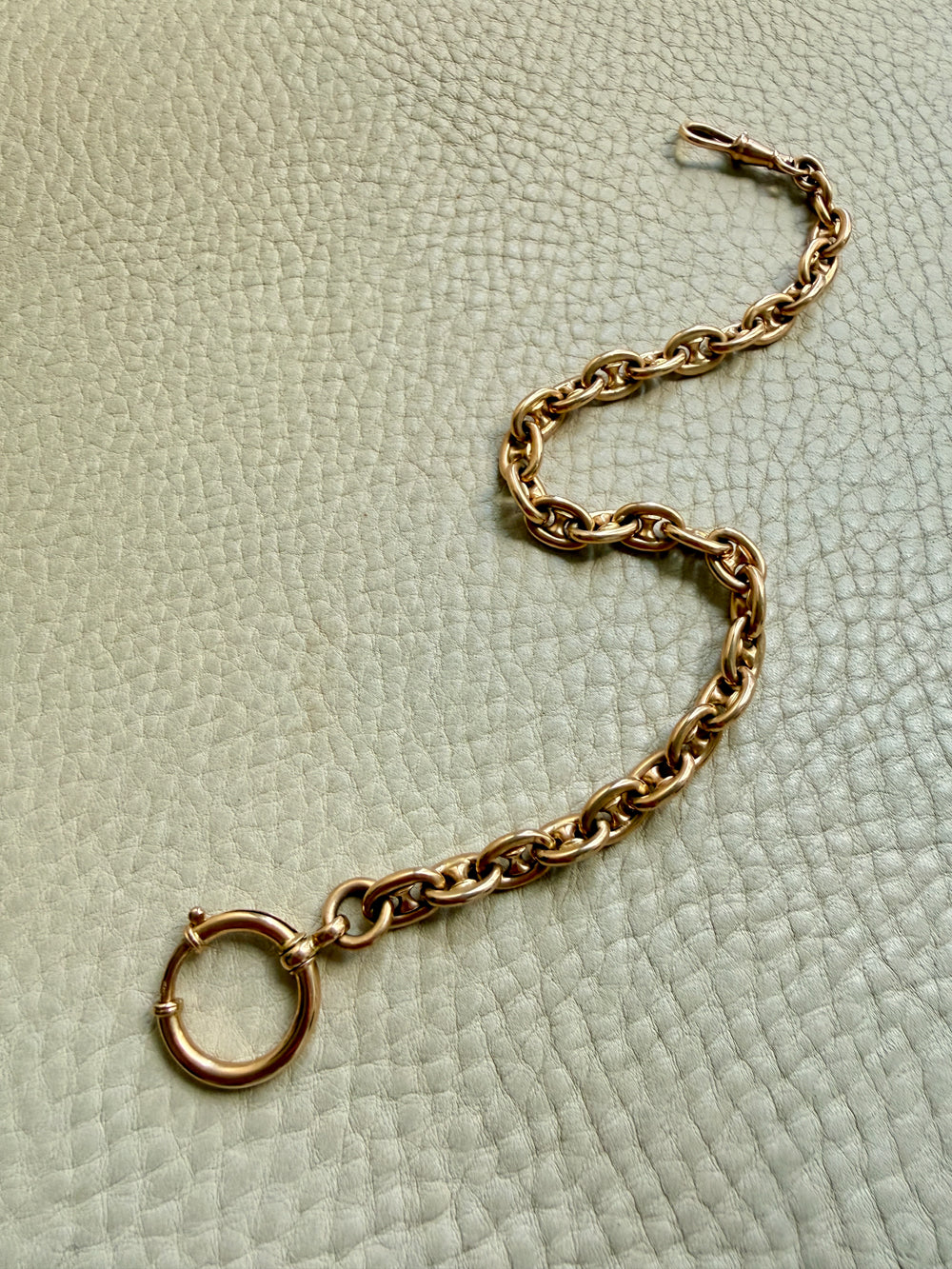 Antique 18k Gold Mariner Link Watch Chain Bracelet or Necklace Extender - 10.2 inch length