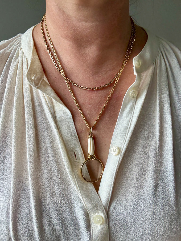 INCREDIBLE - Antique Quizzing Glass pendant - 18k Gold