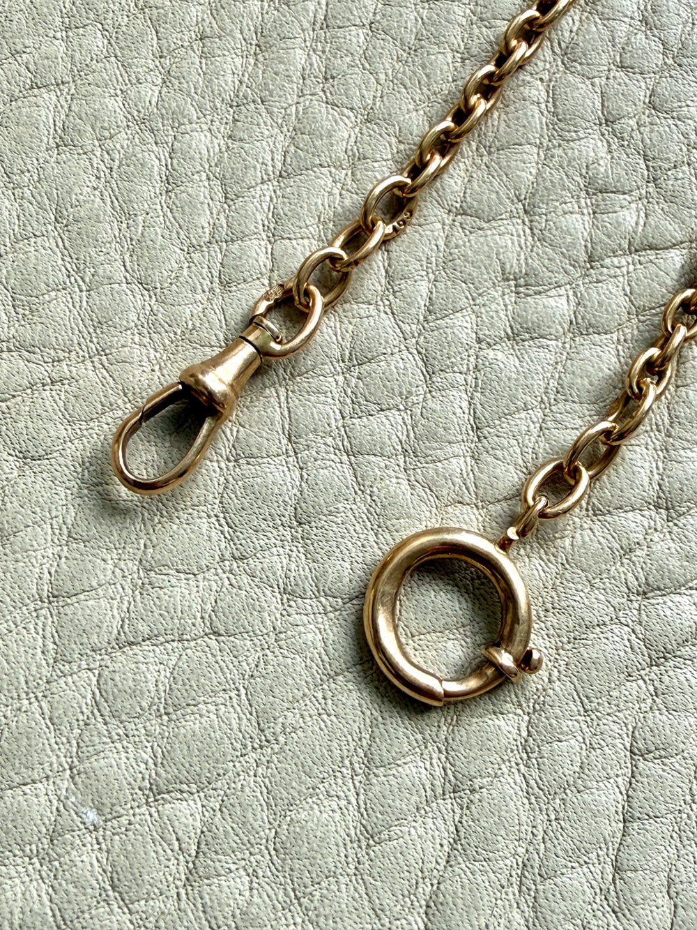 Antique Swedish 18k Gold Oval Link Watch Chain Necklace – 17.25 Inch Length