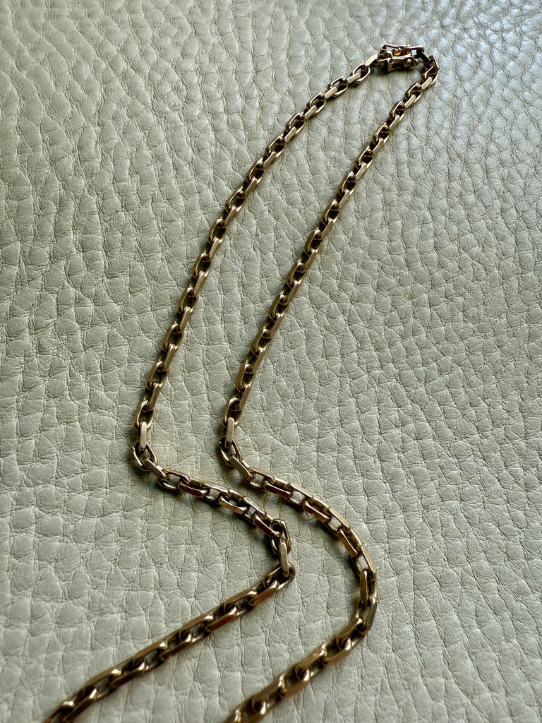 Longer Length 14k Gold Biker Link Necklace 3mm width - 22.2 inch length