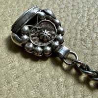 Silver Antique Dutch Figure-8 Pocket Watch Chain with Fob and Large Bolt Clasp - Mid 1800s era