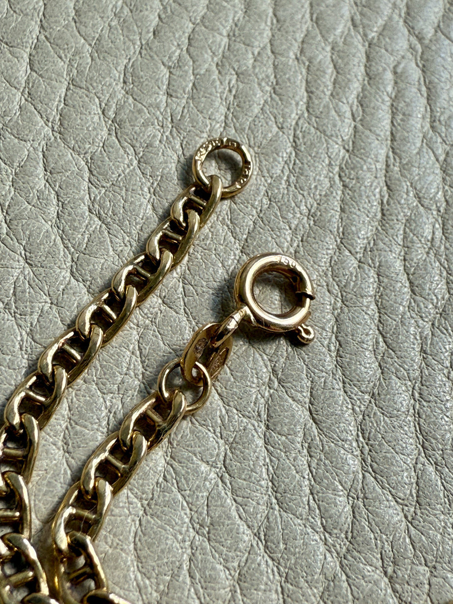 1960s era 18k Gold Vintage Mariner Link Chain Necklace - 20 inch length