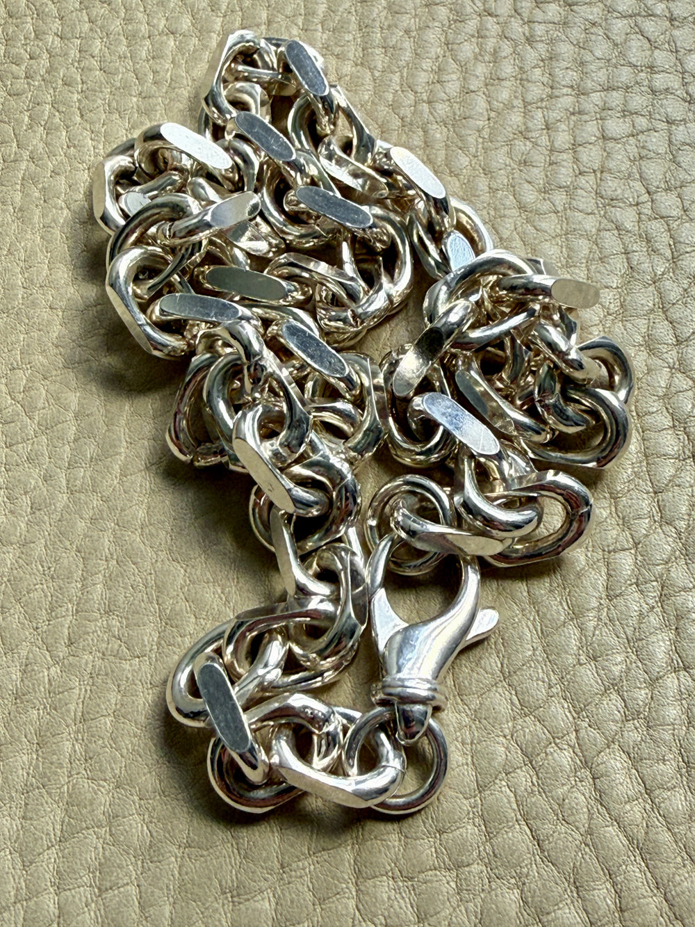 CHUNKY Vintage Sterling Silver Biker Chain Necklace - 19.5 inch length