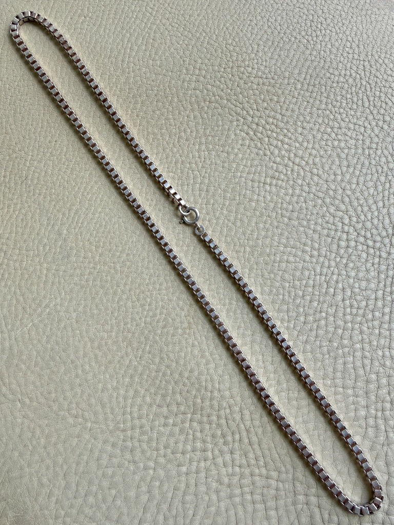 Chunky Vintage Box Chain Necklace in 835 Silver – 23.75 Inch Length