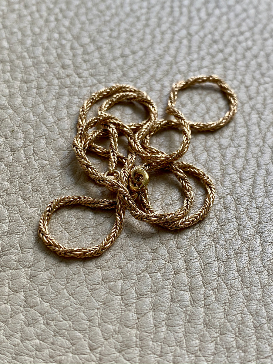 18k Gold Vintage Foxtail(!) Spiral Link chain necklace - 18.5 inch length