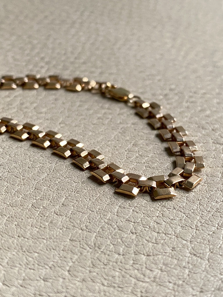 Checkerboard link bracelet in 18k gold - Swedish vintage 1940 - 8.2 inch length