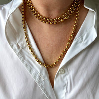 1834 Antique Long Length Rolo Link Necklace 22k Gold - 54.3 inch length
