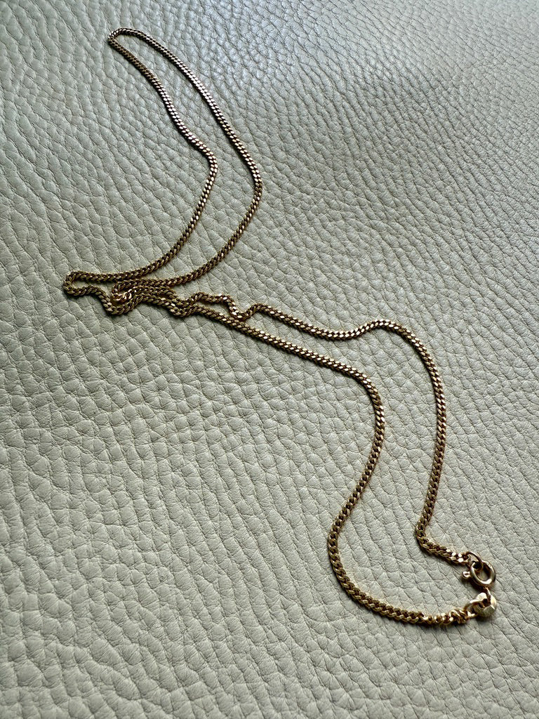Danish Vintage 14k Gold Curb Link Chain Necklace - Excellent long length 23.75 inch length