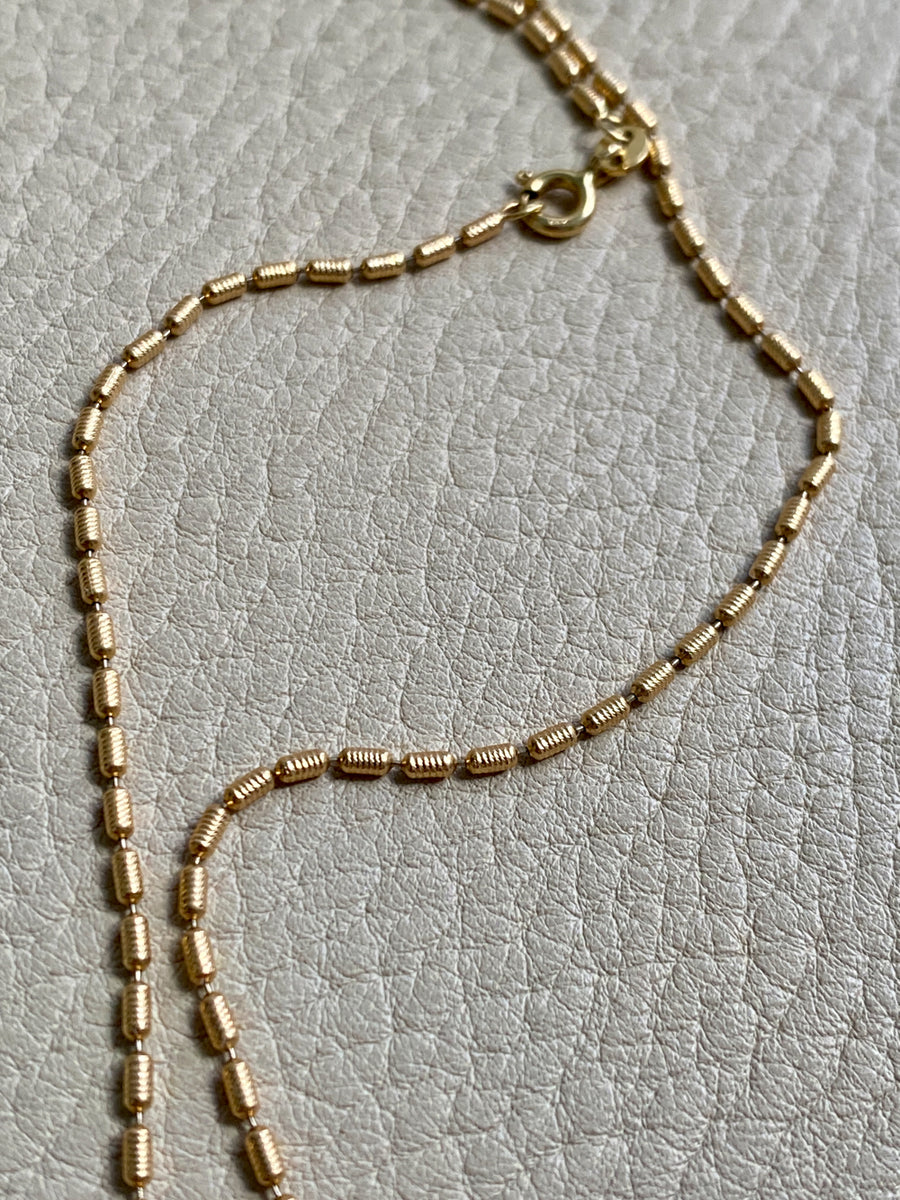 Dainty gold coil link necklace - 18k gold - 16.5 inch length - Italian vintage
