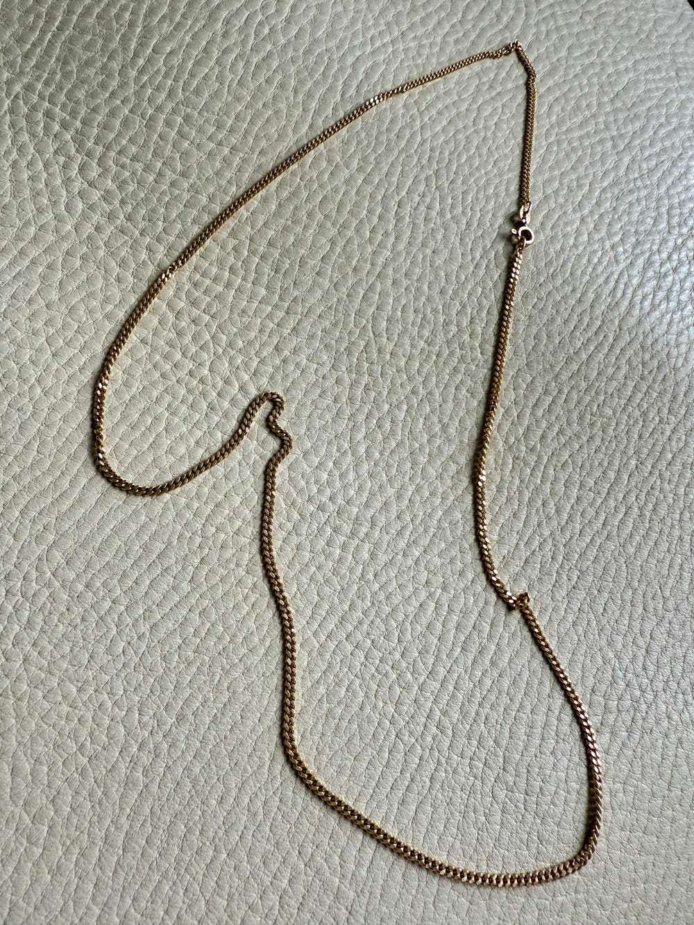 Danish Vintage 14k Gold Curb Link Chain Necklace - Excellent long length 23.75 inch length