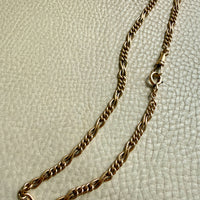 French Antique 18k Gold Watch Chain Necklace with Hand Forged Figure 8s - 16.5 inch length