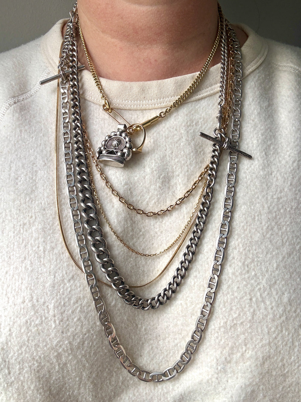 1863 Antique UK Sterling Silver Curb Link Watch Chain – 15.2 Inch Length