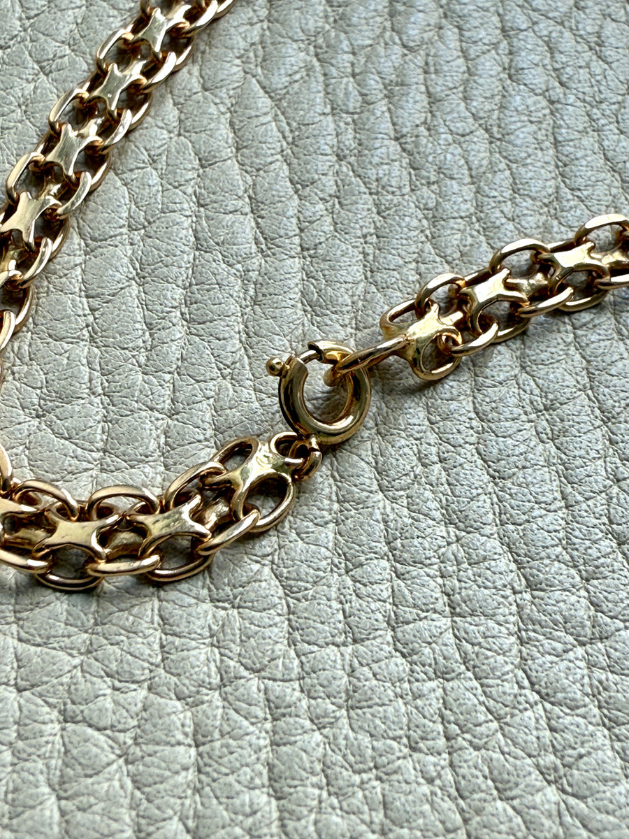 1960s era Graduated Star Link Necklace in 18k gold - 18 inch length