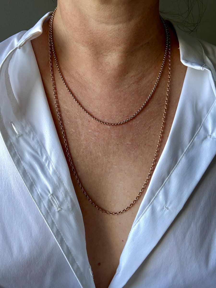 Foxtail Link Chain Necklace in 18k Solid Gold - 25.75 inch length