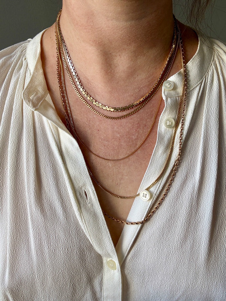 Vintage 18k gold pressed curb link necklace - 17.75 inch length
