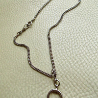 Vintage Scandinavian Silver Curb Link Watch Chain Necklace with Oversized Bolt Clasp pendant – 17.5 Inch Length