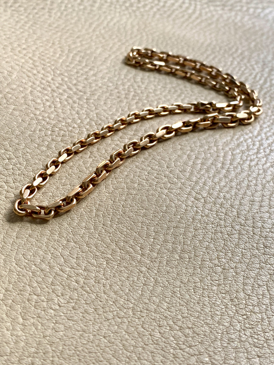 WHOA 45g Midcentury era biker link necklace! - solid 14k gold links- 16.5 inch length