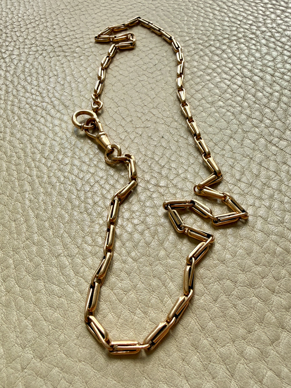 1917 Antique Swedish Double Fetter Watch Chain Necklace in 18k Gold - 17.6 inch length