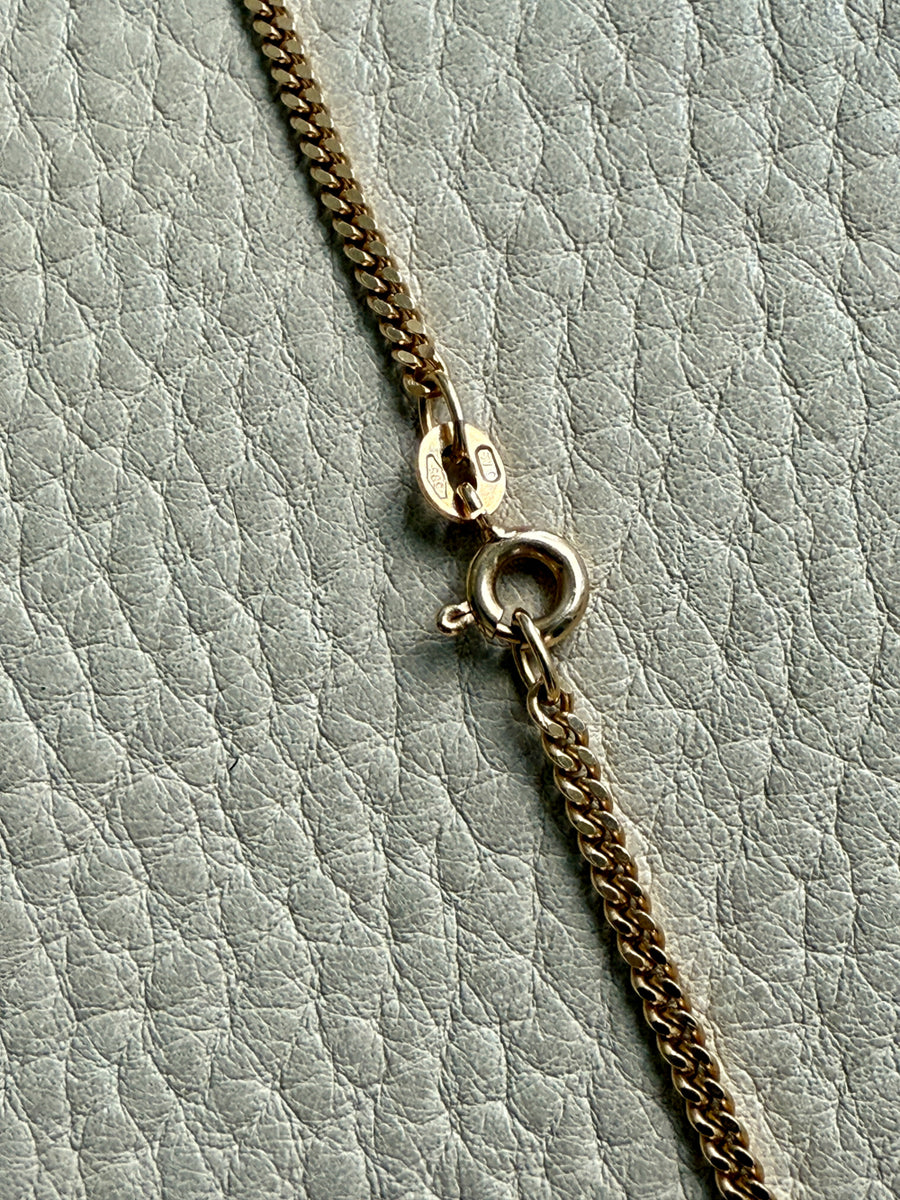 Danish Vintage 14k Gold Curb Link Chain Necklace - Excellent long length 23.75 inch length