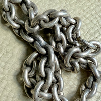 Antique Puffy Oval link Silver Chain with push clasp - 18” length