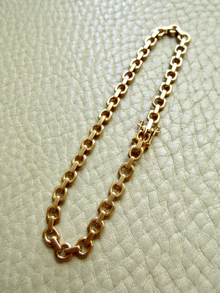 1950 Swedish Vintage Biker Link Bracelet 18k Gold – 8.1 Inch Length