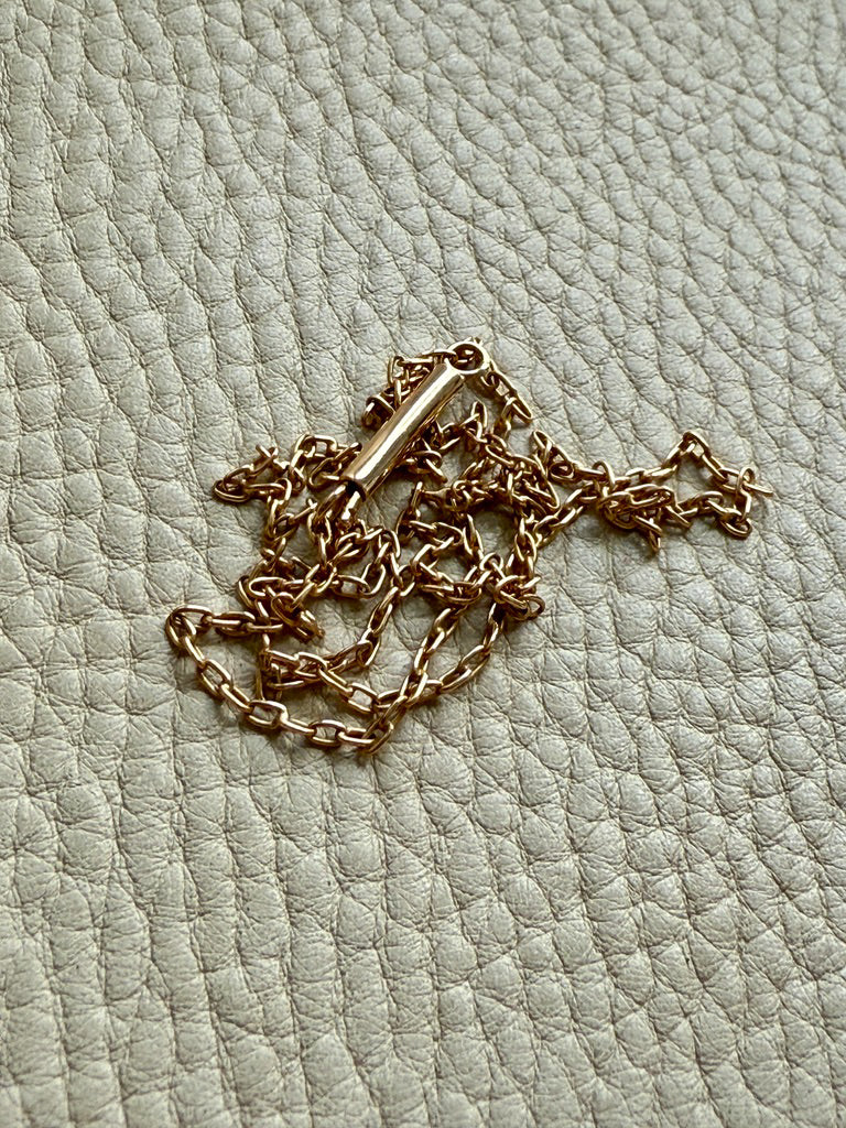 Antique Cable Link Necklace with Barrel Clasp - Solid 18k gold - 18.3 inch length