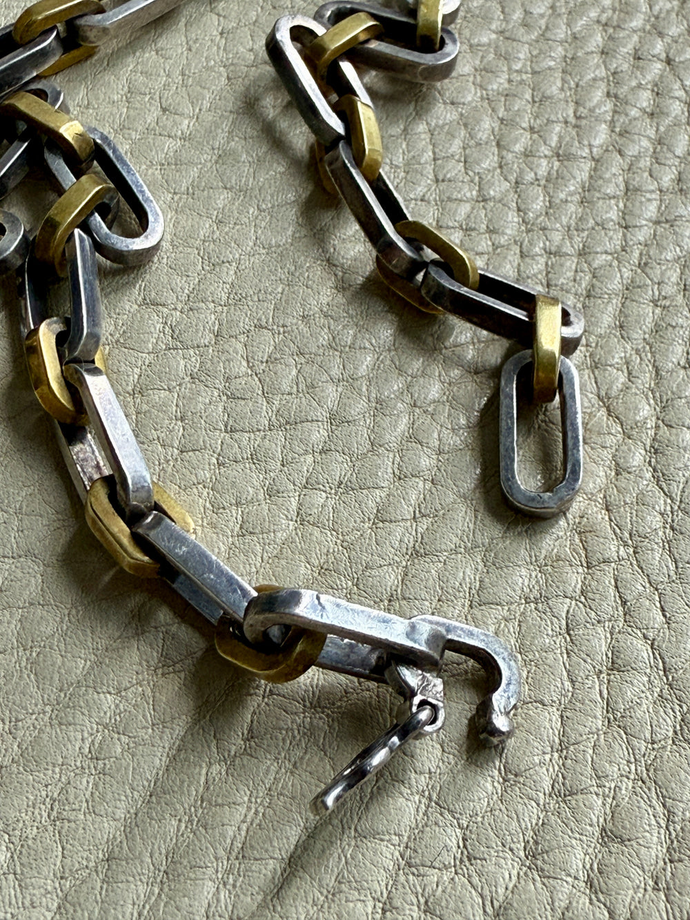 UNIQUE Chunky Sterling Silver with Alternating Gilt Links - Taxco Link Necklace - 24 inch length