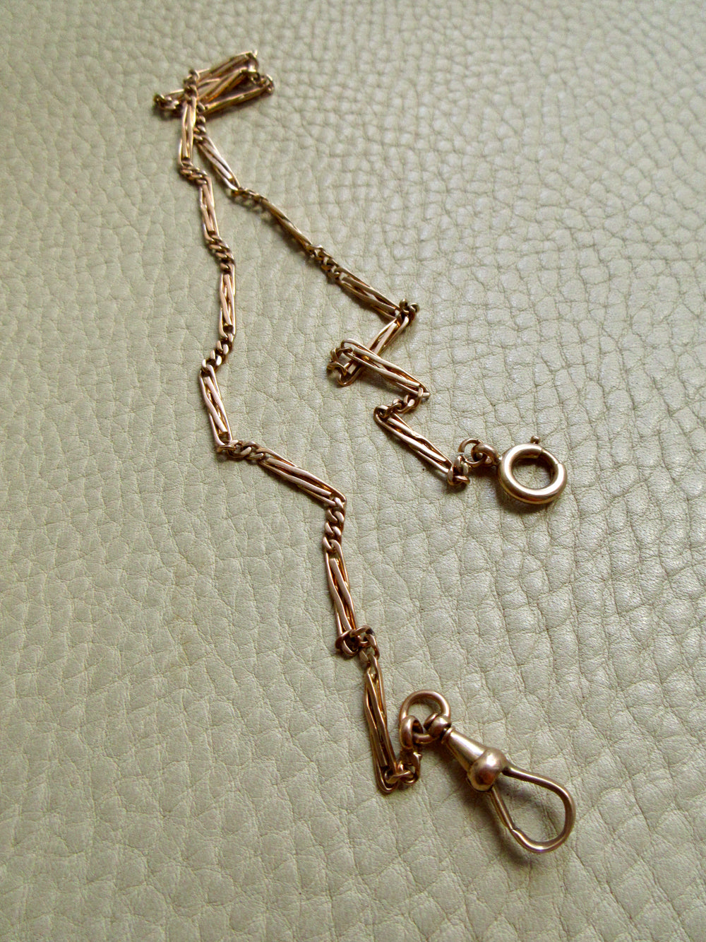 Rosy 14k Gold Bar and Curb Watch Chain Necklace - 16.7 inch length
