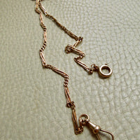 Rosy 14k Gold Bar and Curb Watch Chain Necklace - 16.7 inch length