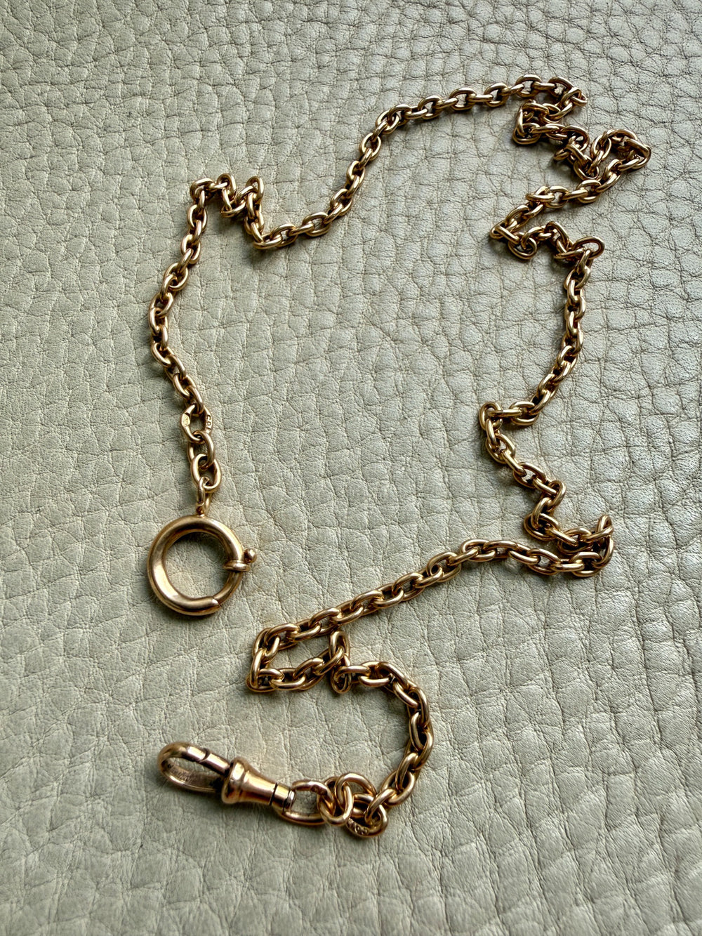 Antique Swedish 18k Gold Oval Link Watch Chain Necklace – 17.25 Inch Length