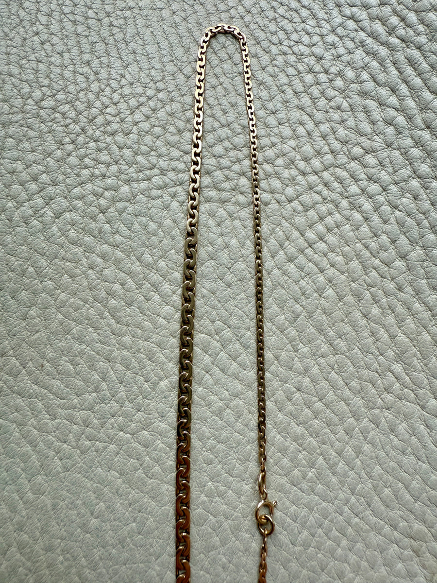 Vintage 18k gold Virola Link Necklace - Graduated width - 17.4 inch length