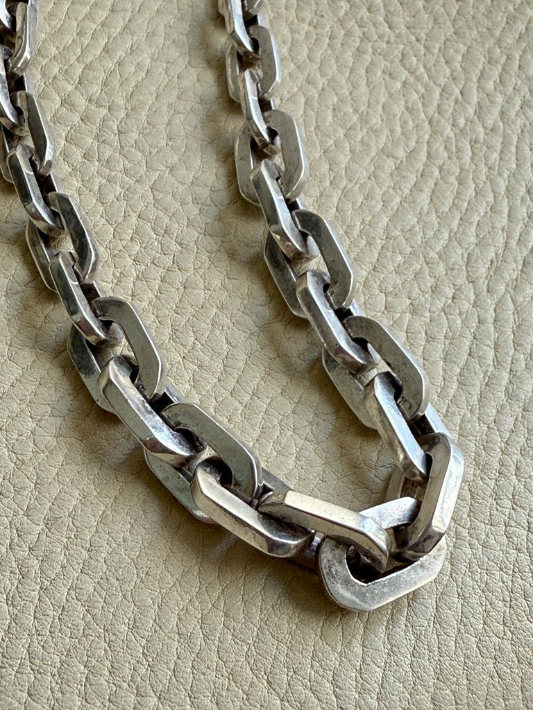 UNIQUE Chunky Sterling Silver Taxco Graduated Link Necklace - 22.9 inch length