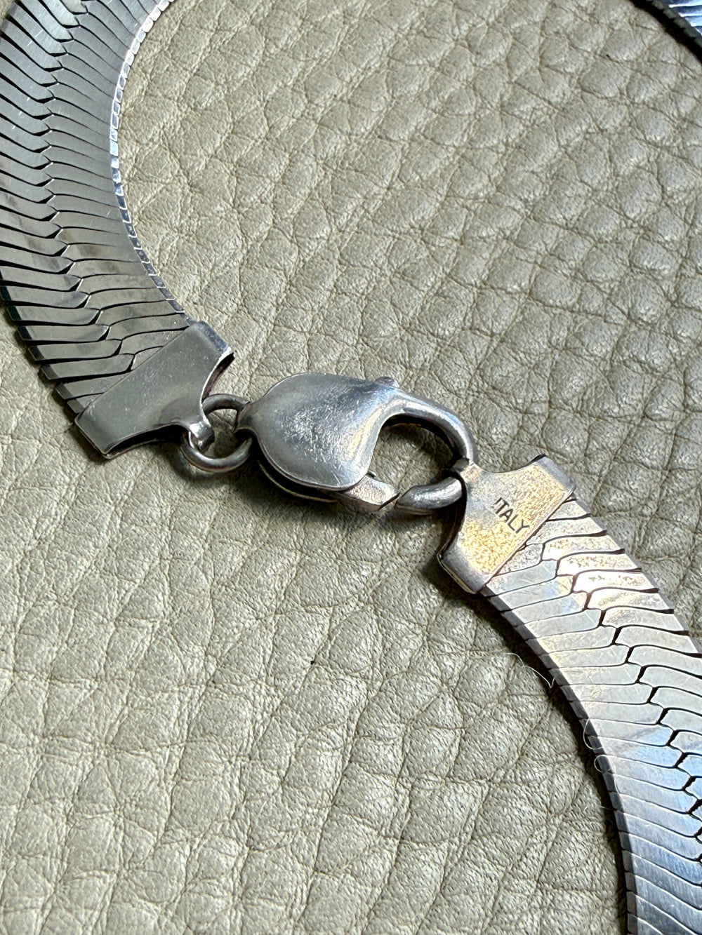 Italian Sterling Silver Herringbone Chain Necklace – 18.5 Inch Length