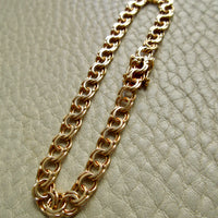1966 Vintage Double Link Solid 18k Gold Bracelet - 7.2 inch length
