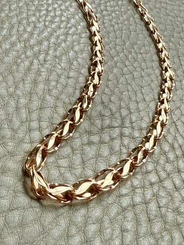 1960 Swedish Vintage Tulip Link Necklace in Rosy 18k gold - 16.3 inch length