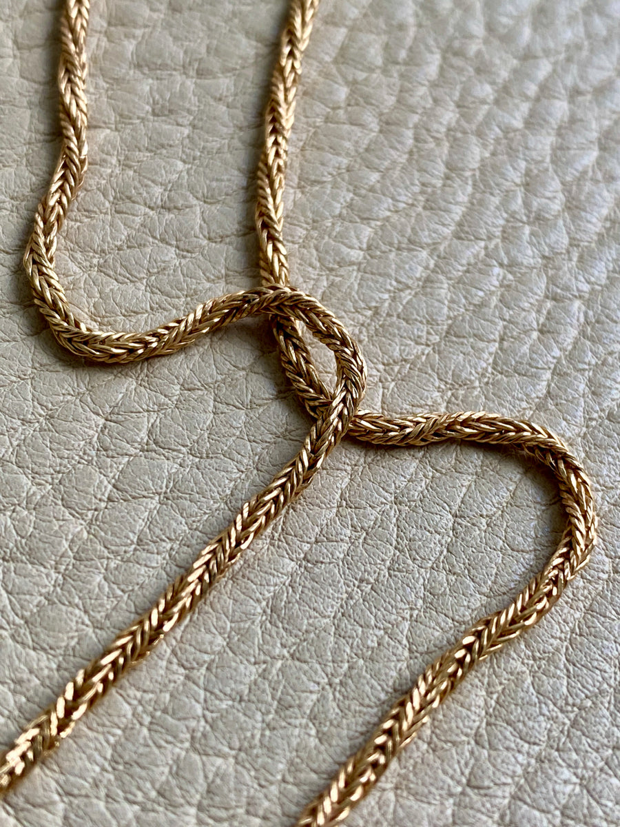 18k Gold Vintage Foxtail(!) Spiral Link chain necklace - 18.5 inch length