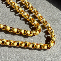 1834 Antique Long Length Rolo Link Necklace 22k Gold - 54.3 inch length