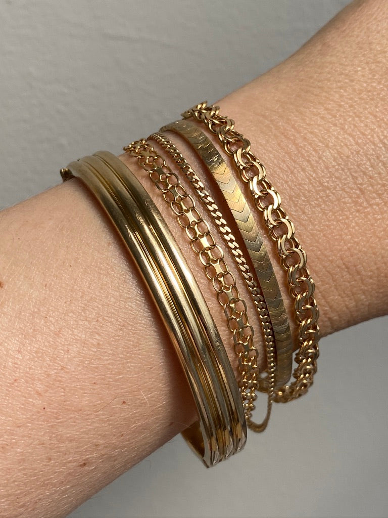 Vintage 1968 Double link solid 18k gold bracelet - 7.5 inch length