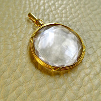 French Antique Glass Locket 18k Gold Bezel – 1.7 inch