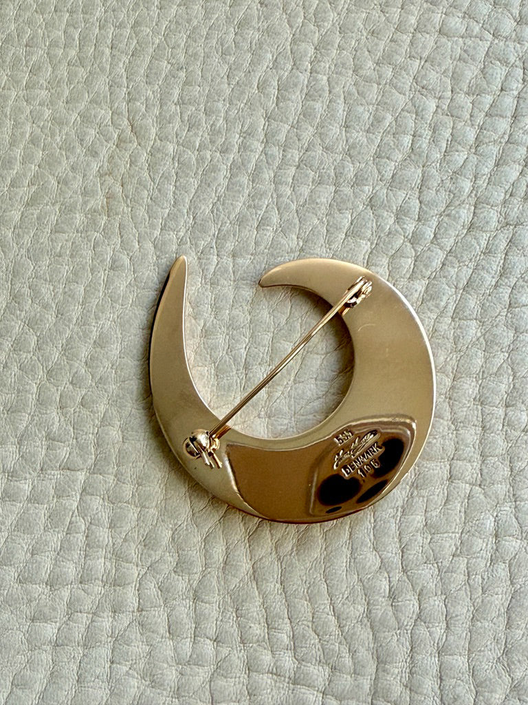 Vintage Danish Bent Gabrielsen for Hans Hansen Modernist Brooch 14k Gold - Curl