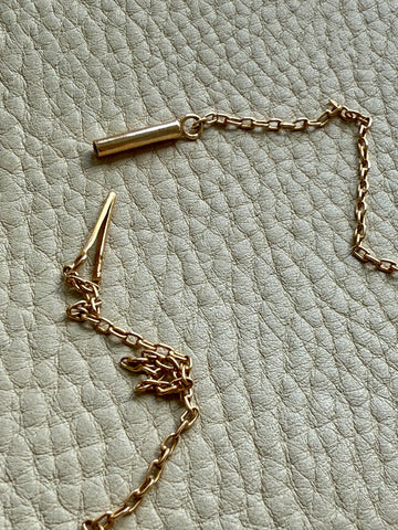 Antique Cable Link Necklace with Barrel Clasp - Solid 18k gold - 18.3 inch length
