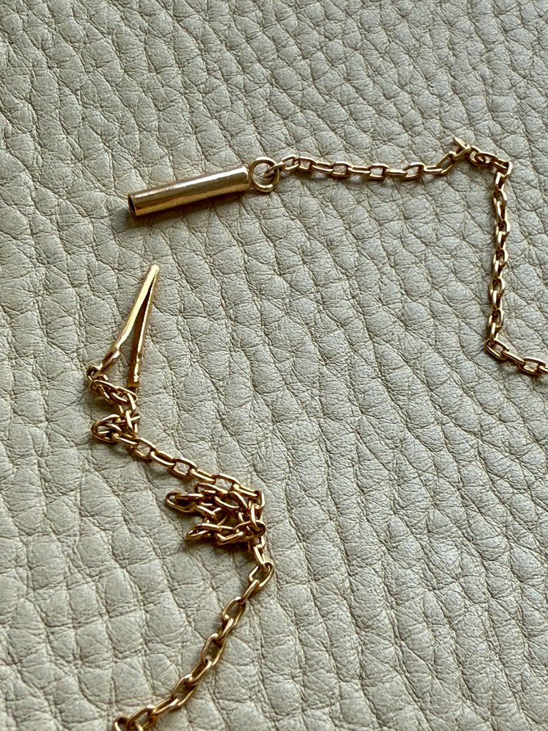 Antique Cable Link Necklace with Barrel Clasp - Solid 18k gold - 18.3 inch length