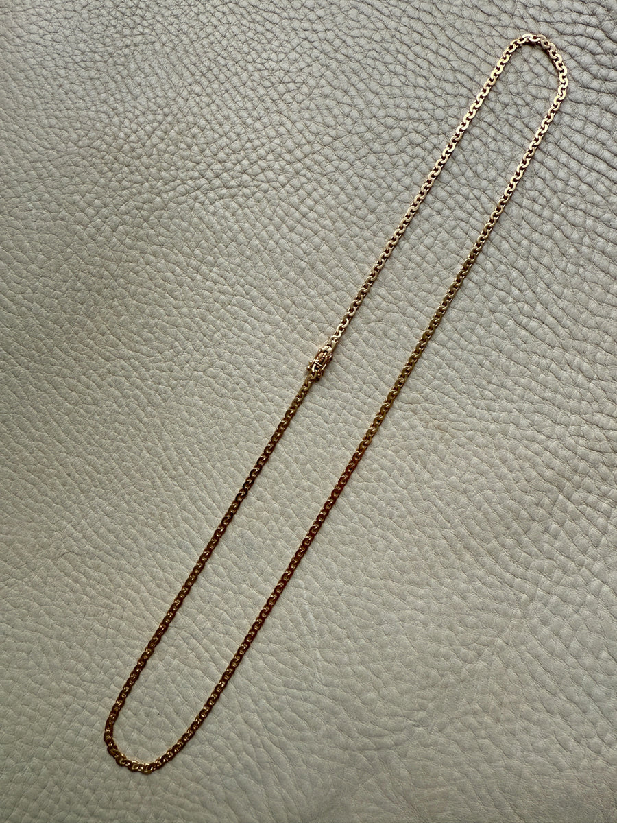 Long 18k Gold Vintage Virola Link Necklace - 21.8 inch length