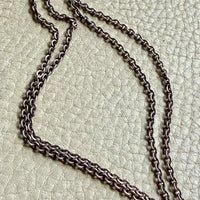 Antique Silver Cable Link Double Strand Necklace - 30 inch doubled length - adjustable