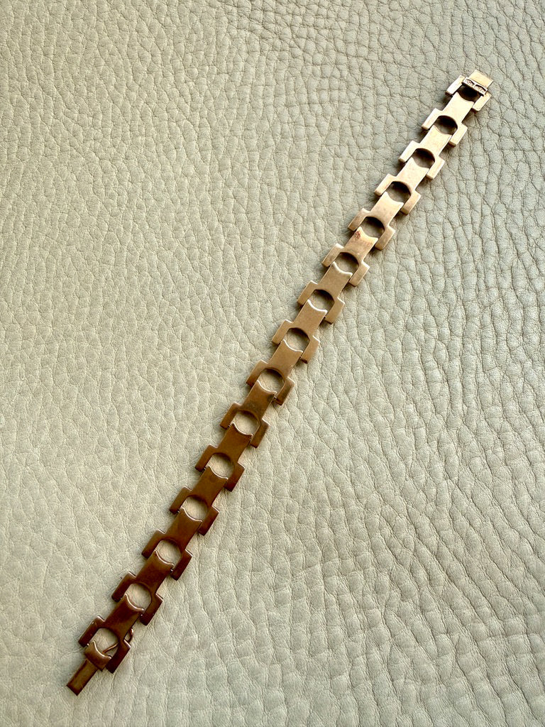 1960s Vintage Italian Dimensional Link Bracelet 18k Gold – 7.25 Inch Length