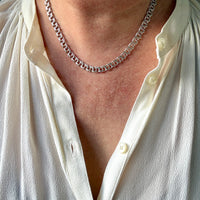 Vintage European 1900s Silver Double Link Necklace – 17.75 Inch Length