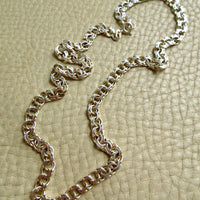 Vintage European 1900s Silver Double Link Necklace – 17.75 Inch Length